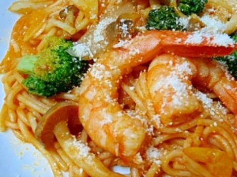 濃厚スープが決め手☆　「エビのパスタ」